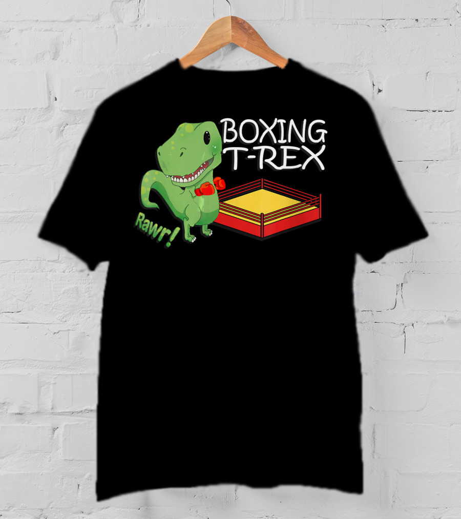 Boxing T-Rex Rawr Dinosaur With Gloves In Ring T-Shirt