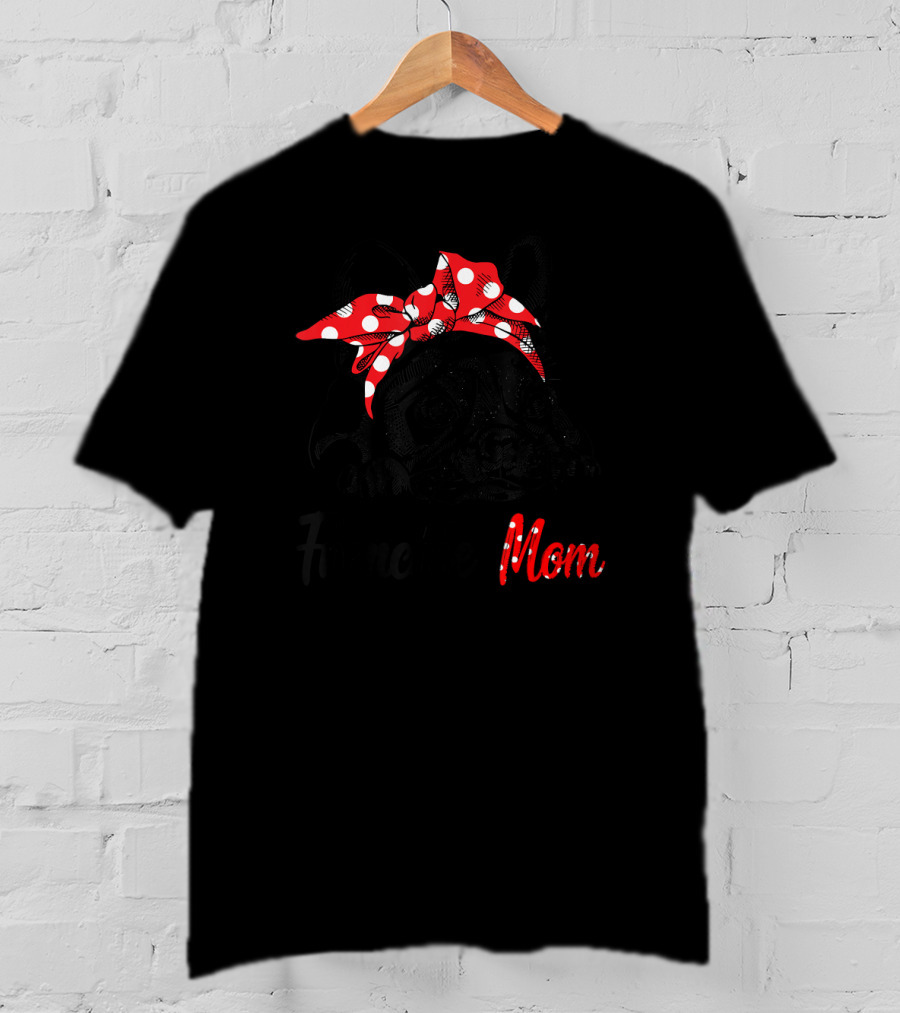 Frenchie Mom Cute French Bulldog With Polka Dot Bow T-Shirt