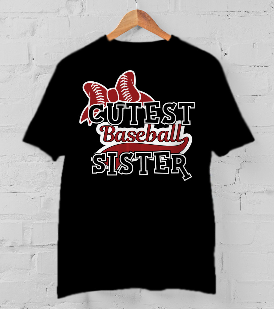Cutest Baseball Sister Bow T-Shirt