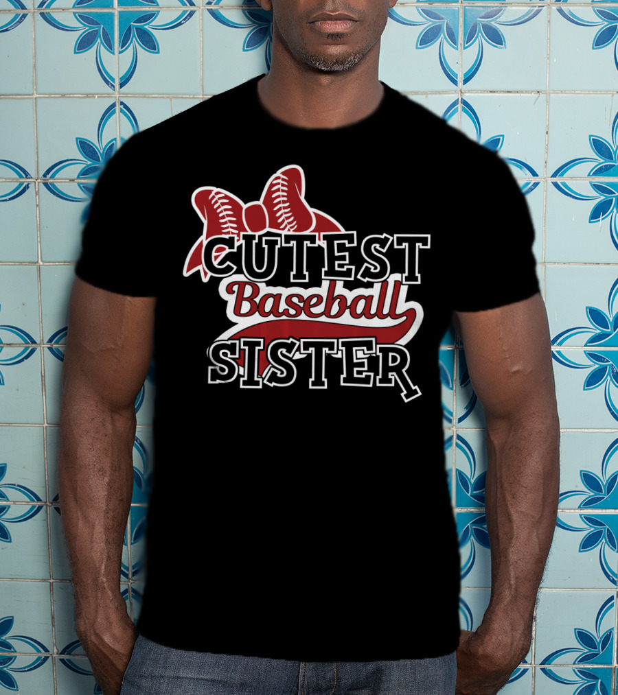Cutest Baseball Sister Bow T-Shirt