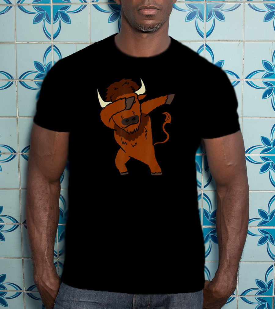 Dabbing Bison Dab Dance Funny Animal Cartoon T-Shirt