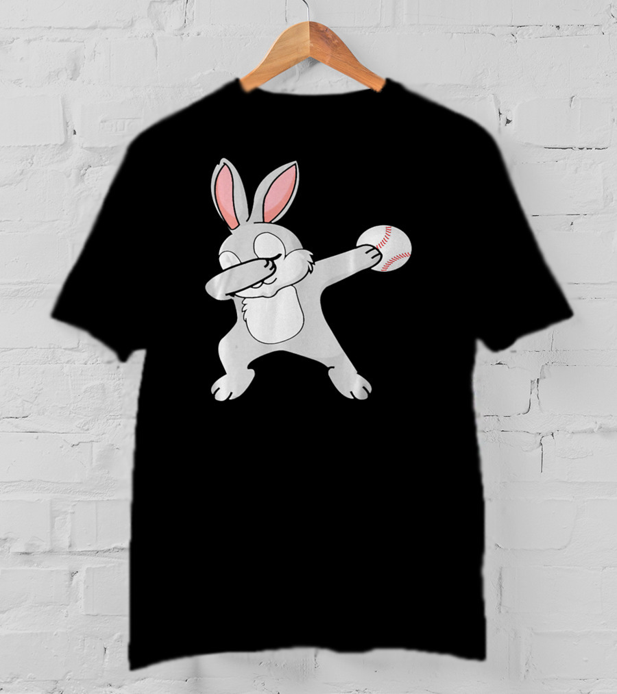 Dabbing Bunny With Baseball Easter Day T-Shirt