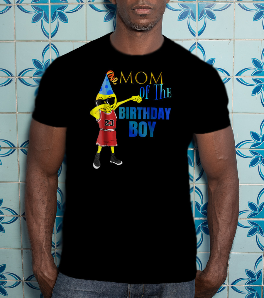 MOM OF THE BIRTHDAY BOY Dabbing Emoji Basketball 23 Party Hat T-Shirt