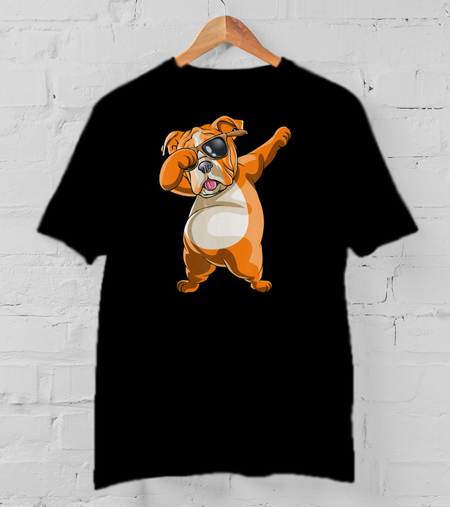 Dabbing English Bulldog Dog Dab With Sunglasses T-Shirt