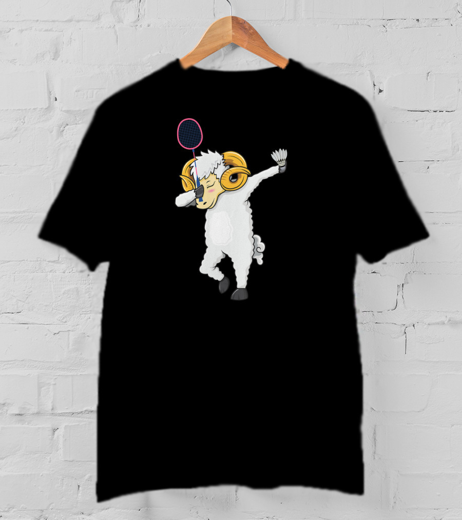 Dabbing Goat Badminton Player With Racket And Shuttlecock T-Shirt