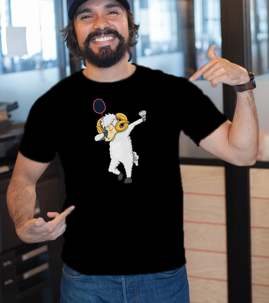 Dabbing Goat Badminton Player With Racket And Shuttlecock T-Shirt