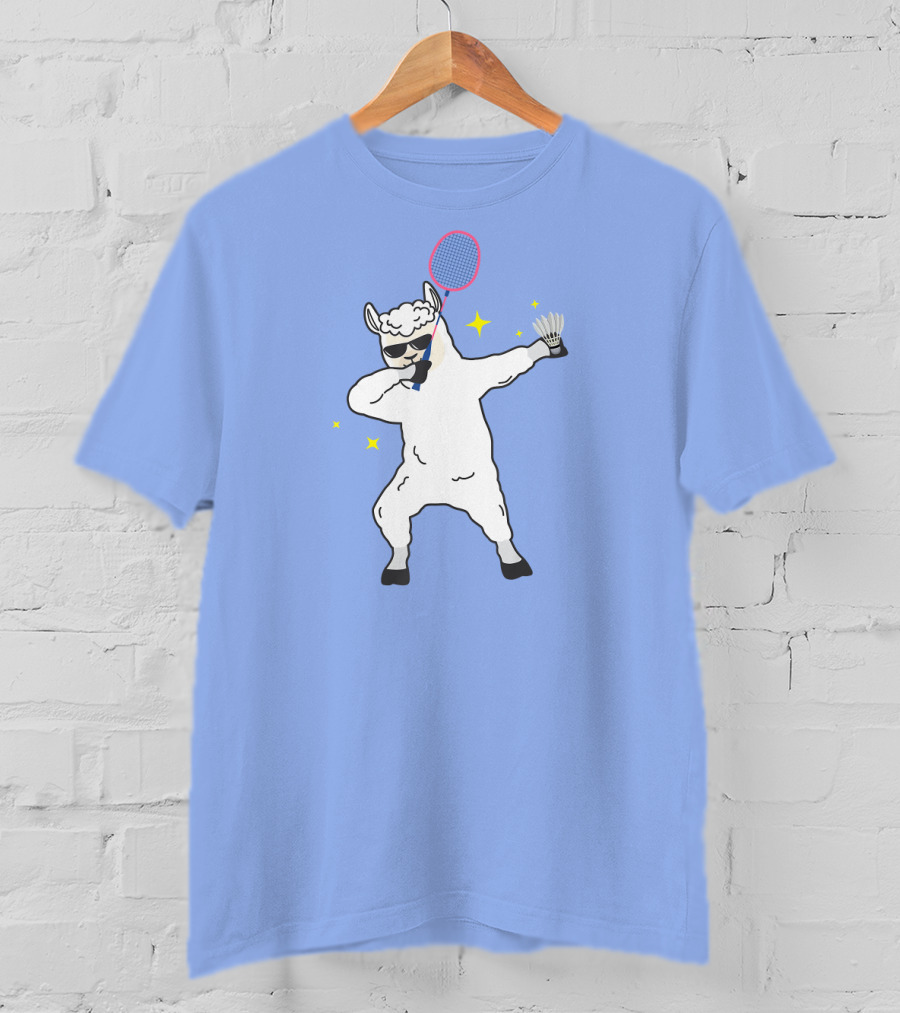 Dabbing Llama Badminton Racket And Shuttlecock T-Shirt