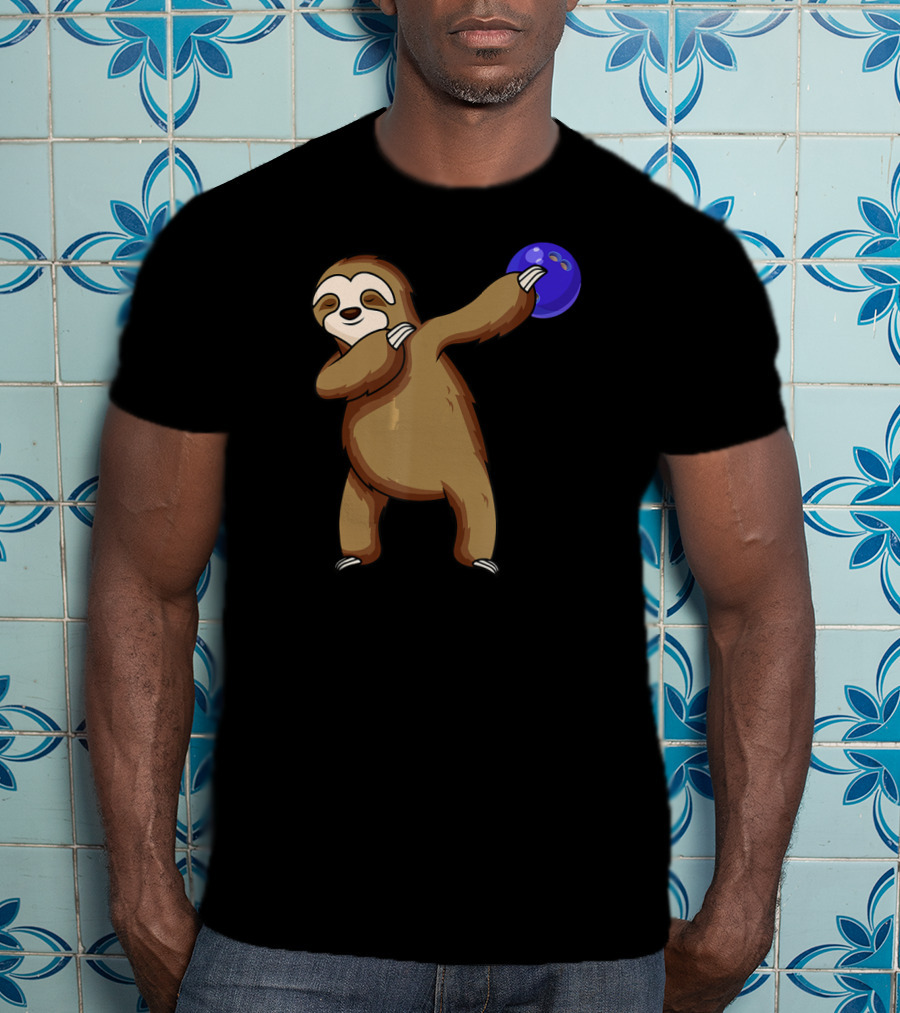 Dabbing Sloth Bowling With Blue Ball T-Shirt