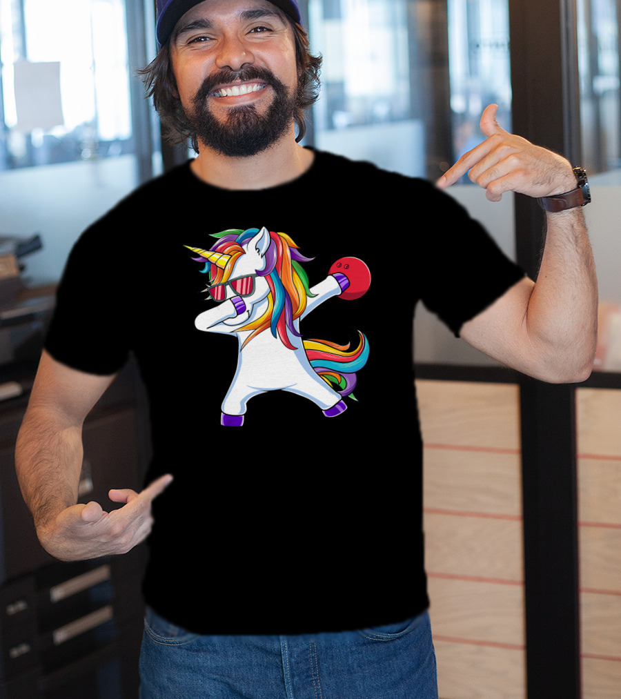 Dabbing Unicorn With Bowling Ball And Sunglasses Iconic T-Shirt