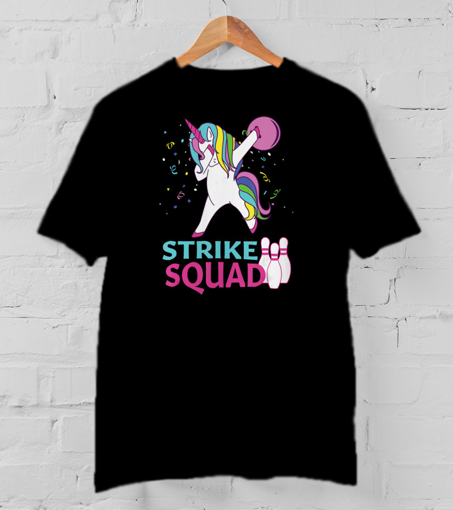 Strike Squad Dabbing Unicorn Bowling Team T-Shirt