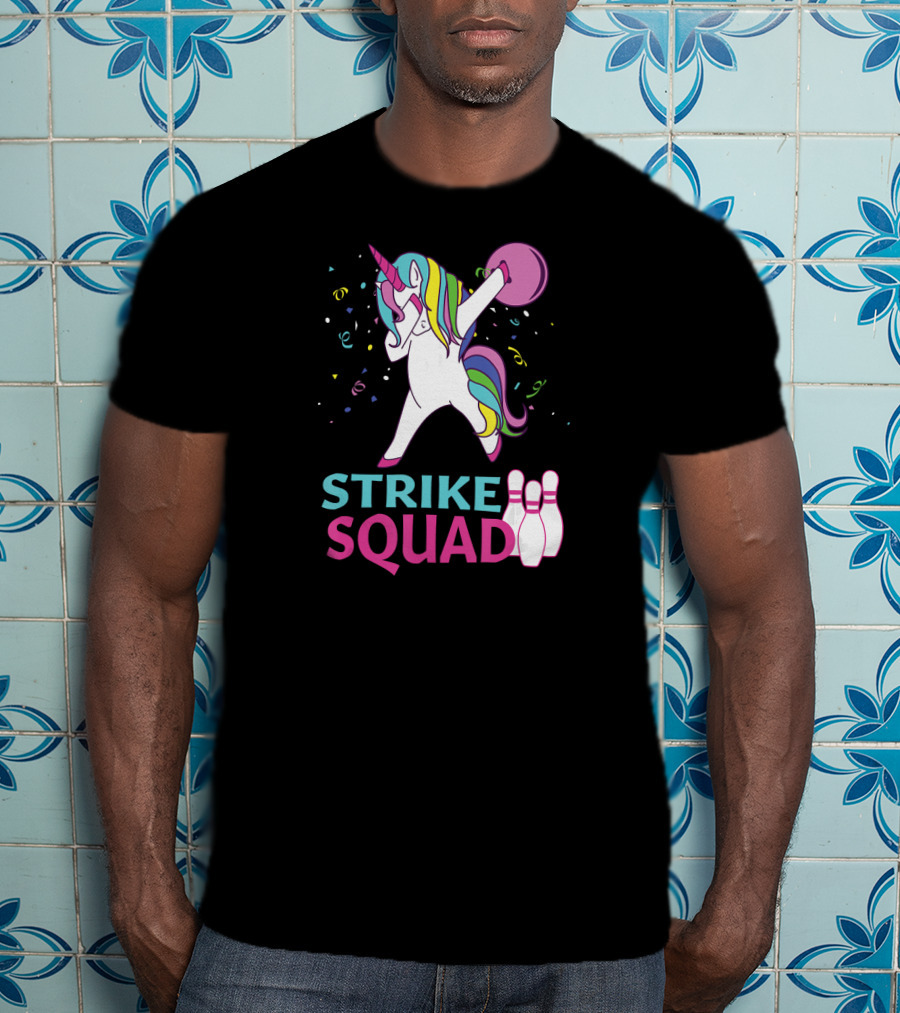 Strike Squad Dabbing Unicorn Bowling Team T-Shirt