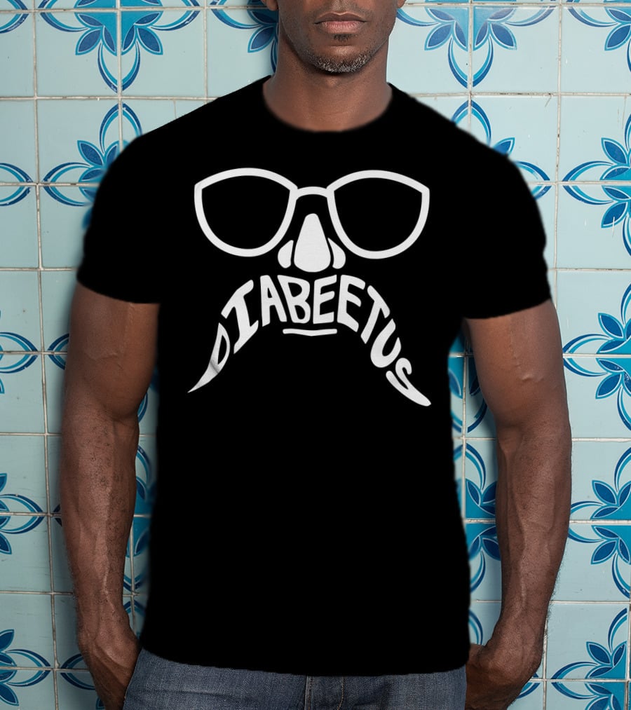 Diabeetus Awareness Diabetic Beard Support Parody Glasses Nose Moustache T-Shirt
