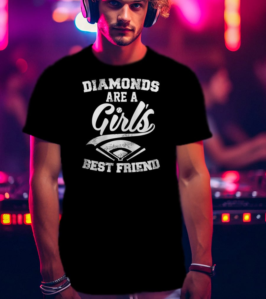 Diamonds Are A Girl's Best Friend Baseball Home Plate T-Shirt