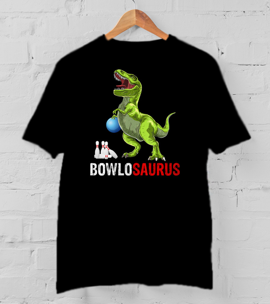 Bowlosaurus Dinosaur Bowler Funny Bowling T-Shirt