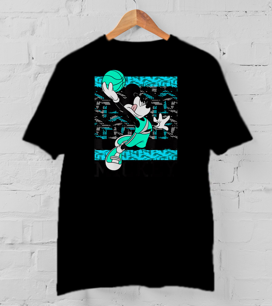 Mickey Mouse Basketball Slam Dunk Teal T-Shirt
