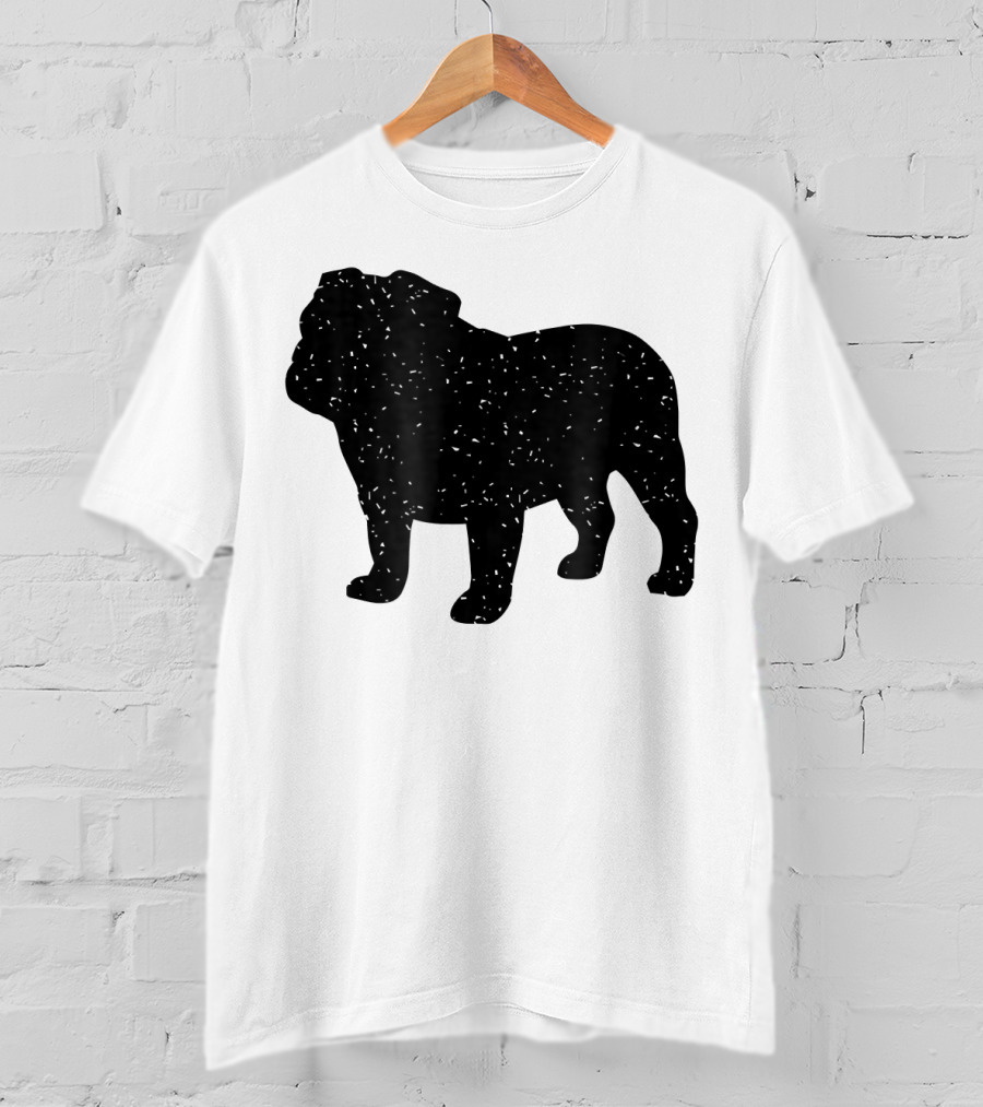 Distressed Black English Bulldog T-Shirt