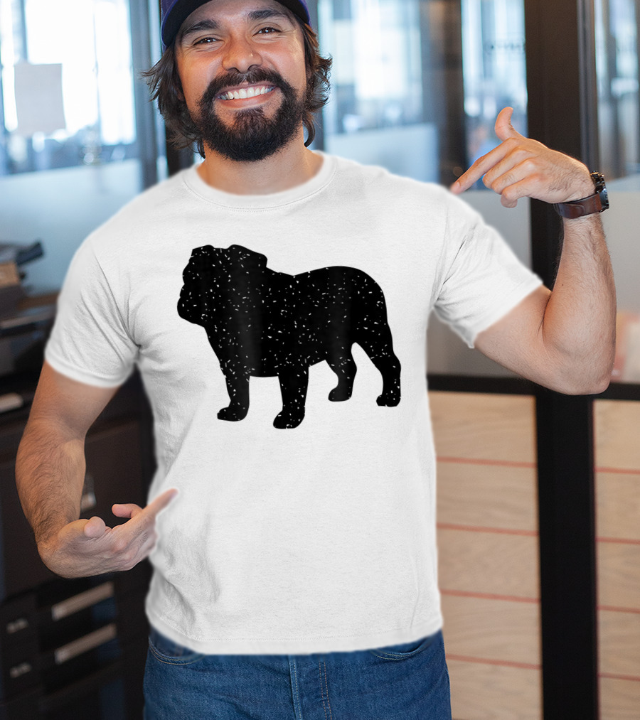 Distressed Black English Bulldog T-Shirt