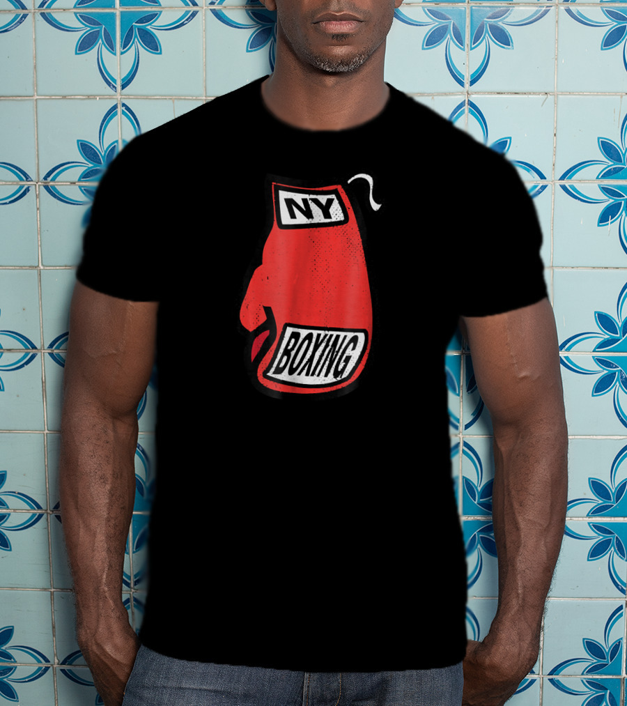 NY Boxing Distressed Red Glove T-Shirt