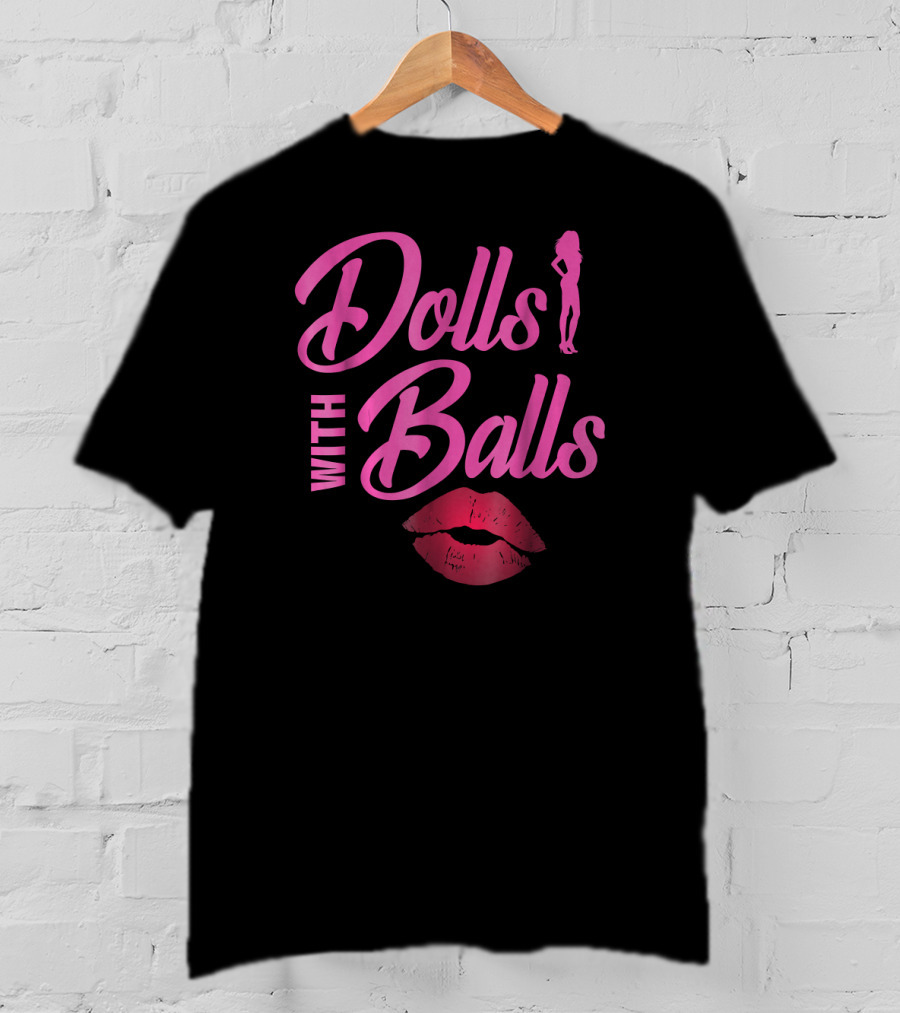 Dolls With Balls Funny Bowling Sports Silhouette Lips T-Shirt