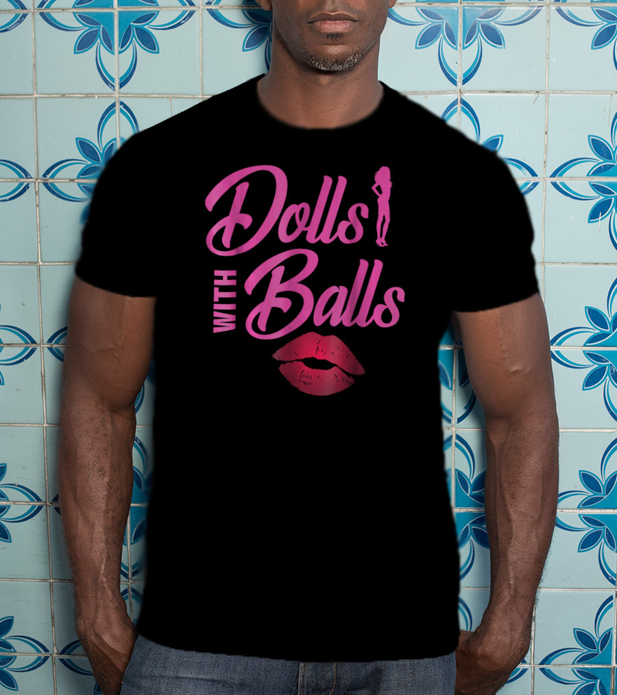 Dolls With Balls Funny Bowling Sports Silhouette Lips T-Shirt