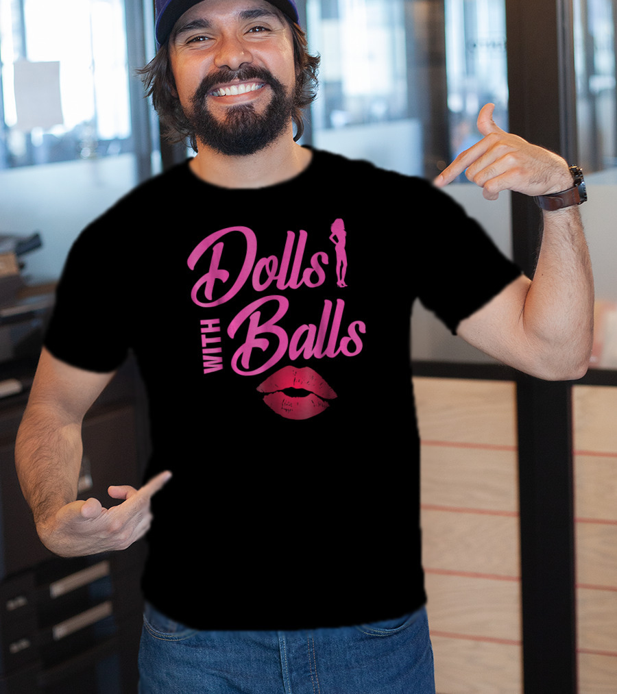 Dolls With Balls Funny Bowling Sports Silhouette Lips T-Shirt