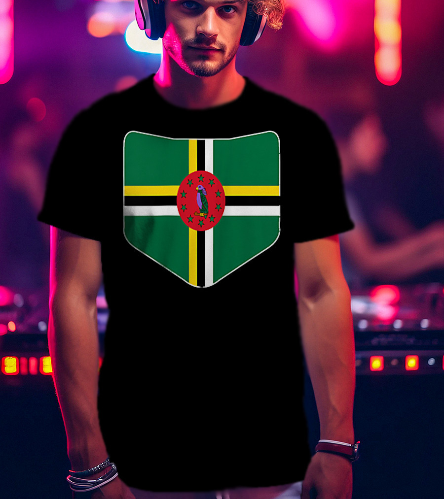 Dominica Flag With Printed Dominic Emblem T-Shirt