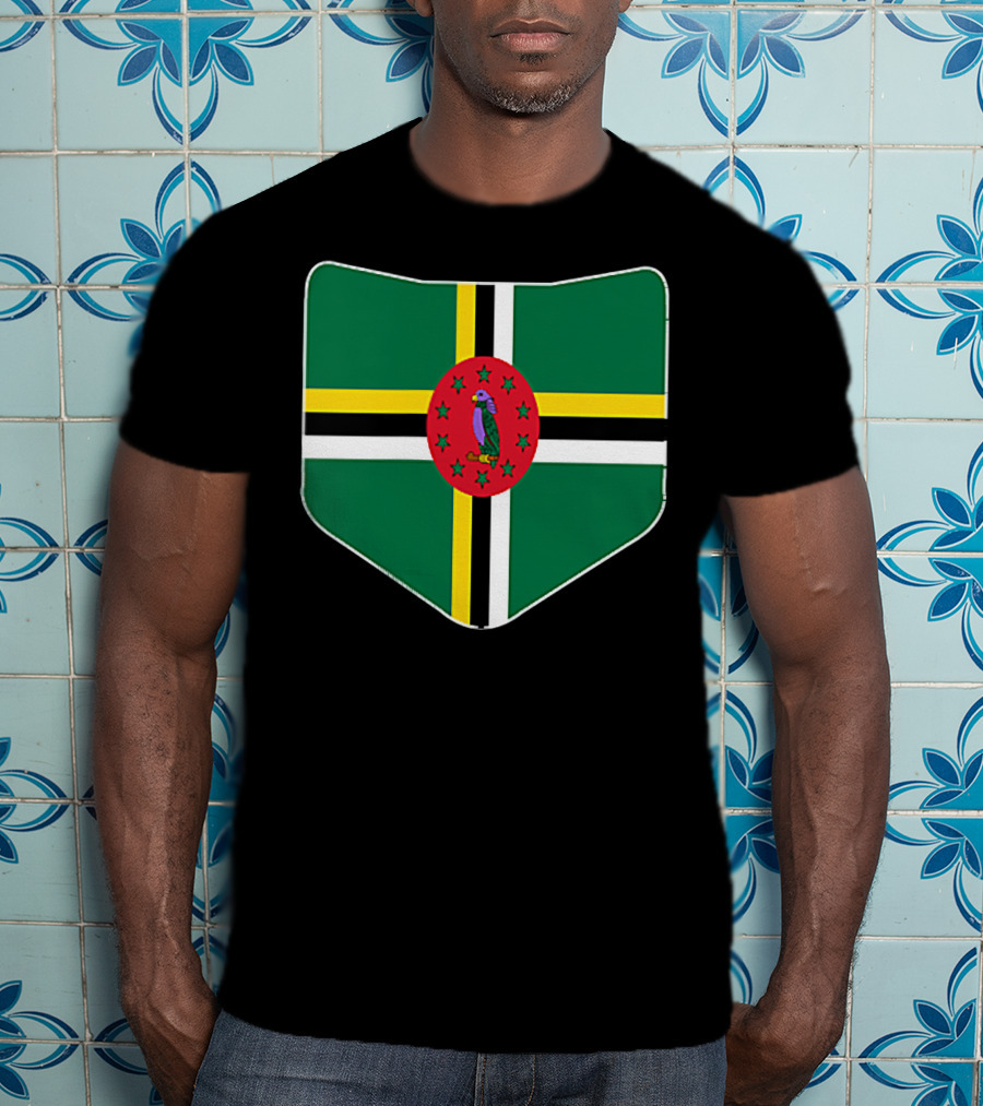 Dominica Flag With Printed Dominic Emblem T-Shirt