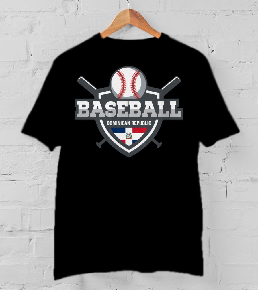 Dominican Republic Baseball Shield With Bats And Flag T-Shirt