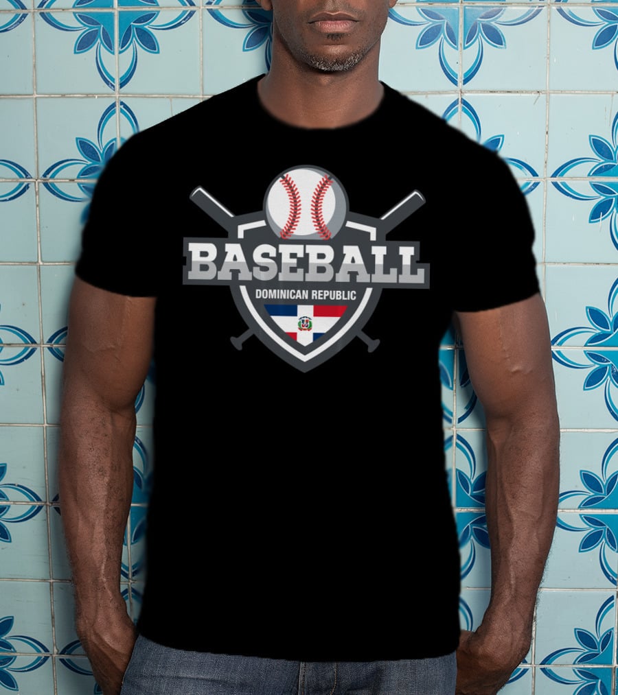 Dominican Republic Baseball Shield With Bats And Flag T-Shirt