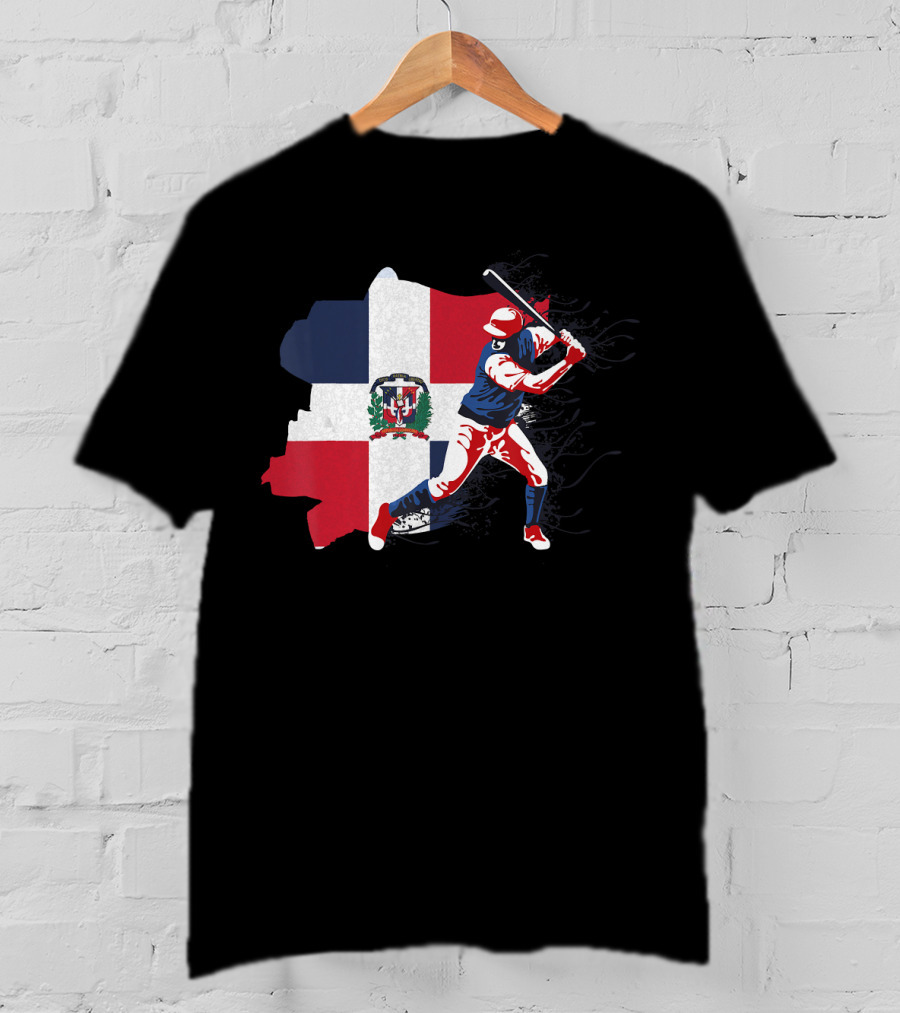 Dominican Republic Flag Baseball Batter T-Shirt
