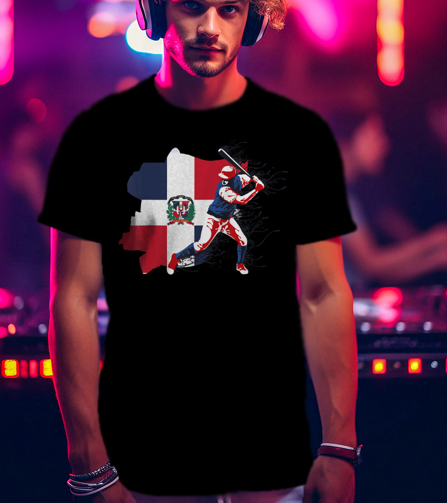 Dominican Republic Flag Baseball Batter T-Shirt