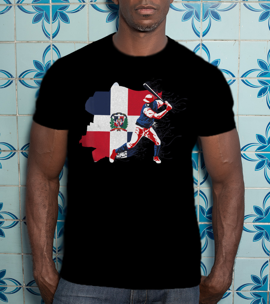 Dominican Republic Flag Baseball Batter T-Shirt