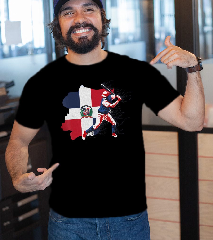 Dominican Republic Flag Baseball Batter T-Shirt