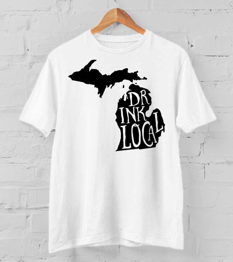 Drink Local Michigan State Outline Craft T-Shirt