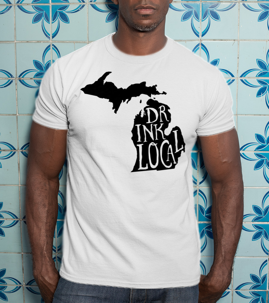 Drink Local Michigan State Outline Craft T-Shirt