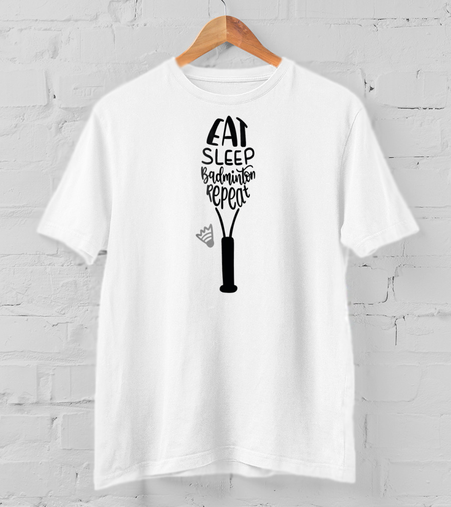 Eat Sleep Badminton Repeat Girly Birdi Badminton Racket Shuttlecock T-Shirt