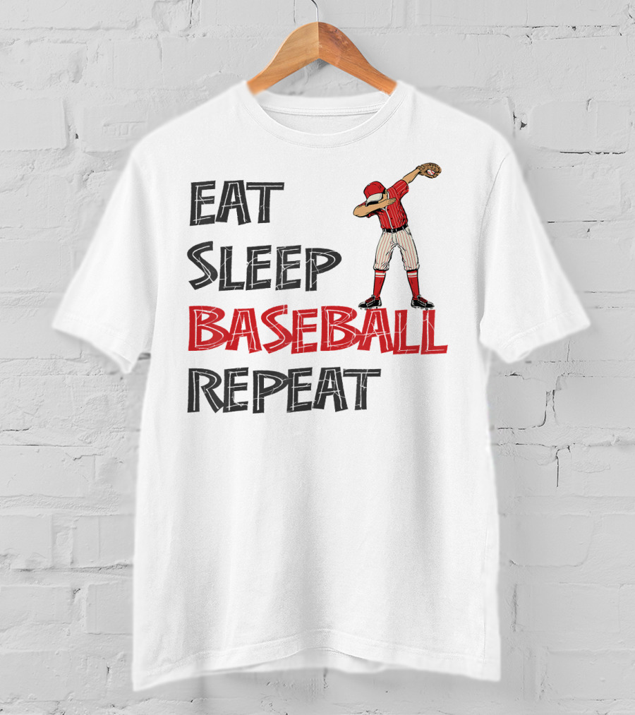 Eat Sleep Baseball Repeat Dabbing Player T-Shirt