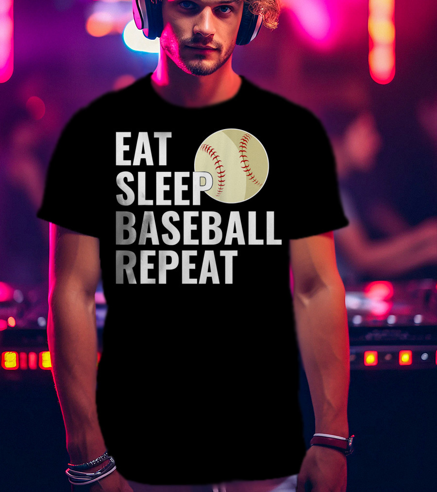 Eat Sleep Baseball Repeat Men Kid Bo Sports Lifestyle T-Shirt