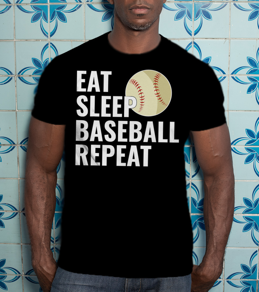 Eat Sleep Baseball Repeat Men Kid Bo Sports Lifestyle T-Shirt