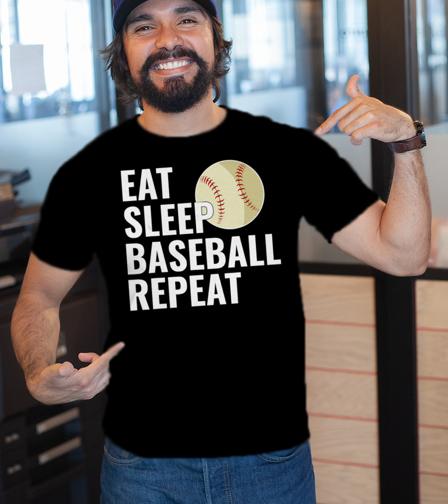Eat Sleep Baseball Repeat Men Kid Bo Sports Lifestyle T-Shirt