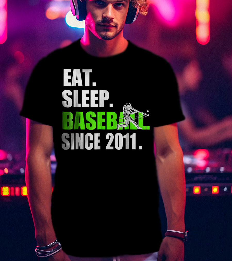 Eat Sleep Baseball Since 2011 Batter Swinging T-Shirt