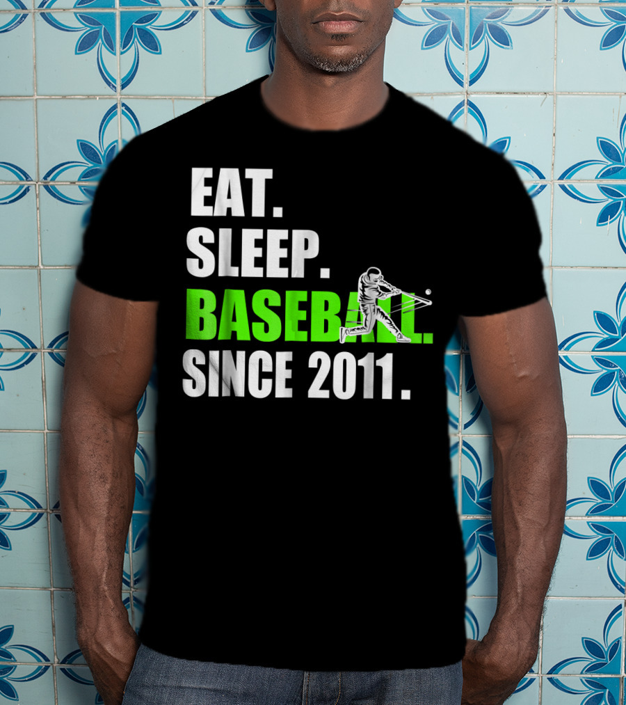 Eat Sleep Baseball Since 2011 Batter Swinging T-Shirt