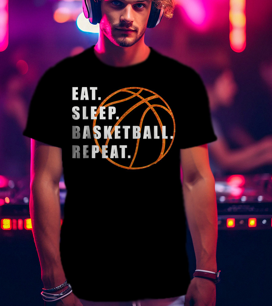 Eat Sleep Basketball Repeat Basketball Lines T-Shirt