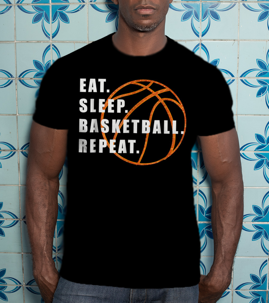 Eat Sleep Basketball Repeat Basketball Lines T-Shirt