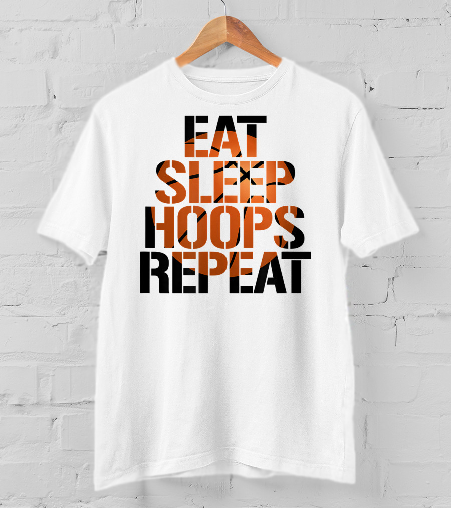 Eat Sleep Hoops Repeat Basketball Orange T-Shirt
