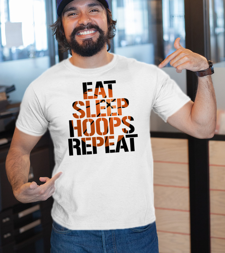 Eat Sleep Hoops Repeat Basketball Orange T-Shirt