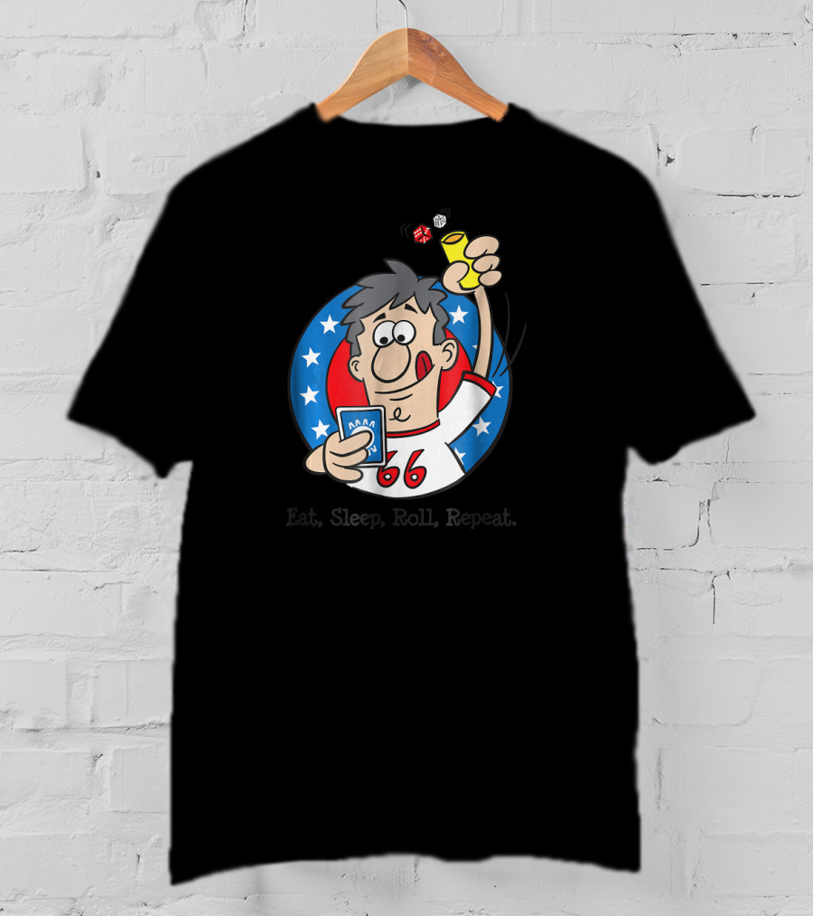 Eat Sleep Roll Repeat 66 Dice APBA Baseball Game T-Shirt