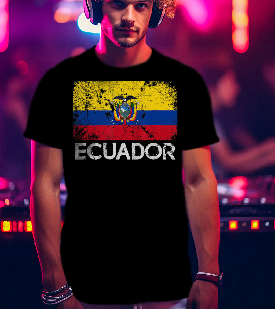 Ecuador Vintage Flag Grunge T-Shirt
