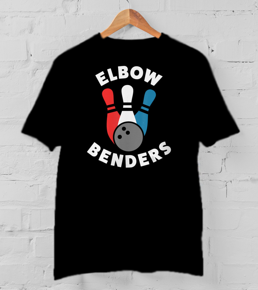 Elbow Benders Bowling League Team Pins And Ball T-Shirt