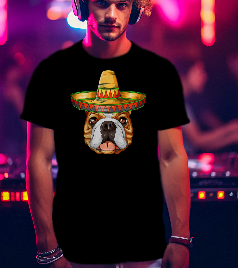 English Bulldog Sombrero Cinco De Mayo Mexican T-Shirt